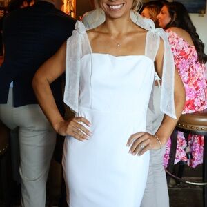 Lulu's White Dress with Sheer Bow Straps